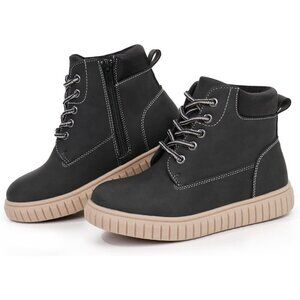 Kids Black Synthetic Boot-Like High Top Design Zipper Ankle Boots Sneaker Shoes